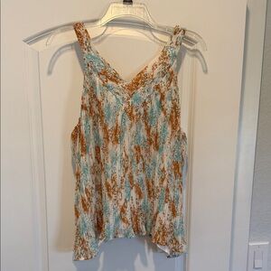 Entro Blue and Orange Sleeveless Blouse